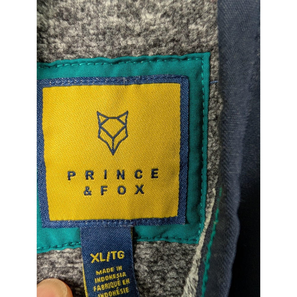 Prince & Fox Mens Heather Gray Navy Blue Quarter Snap Fleece Pullover XL - Picture 6 of 7